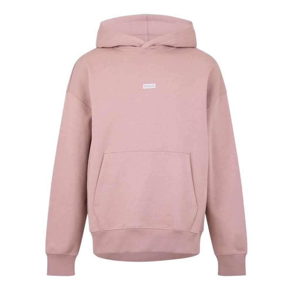Hugo Mens Logo Cotton Overhead Relaxed Fit Hoodie / Pale Pink